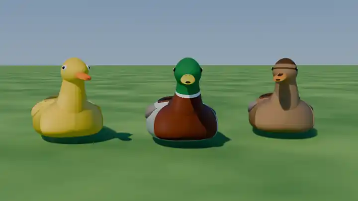 A render of the three Quackmobil ducks side by side